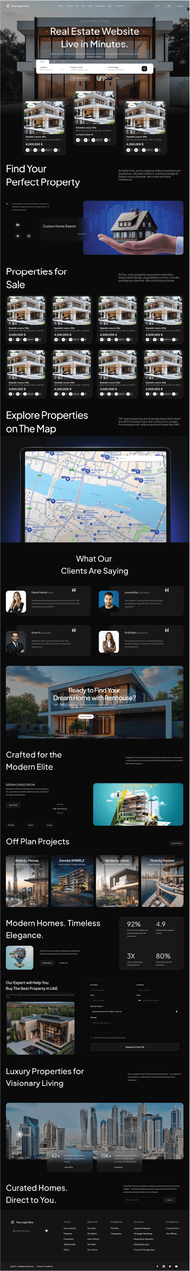 Dark White theme — full page preview of a BrokerPromote real estate website