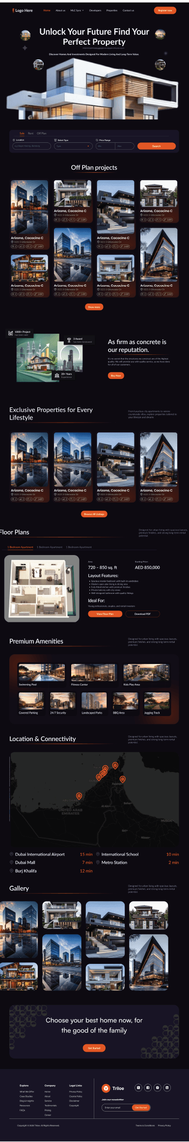 Triloe theme — full page preview of a BrokerPromote real estate website