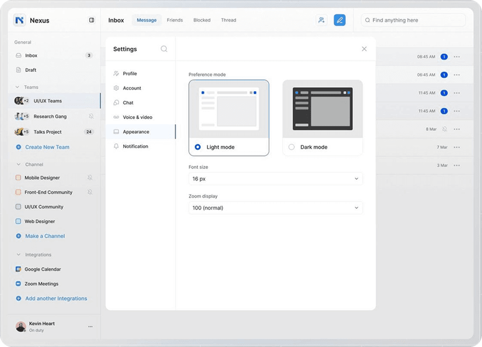 customizer settings