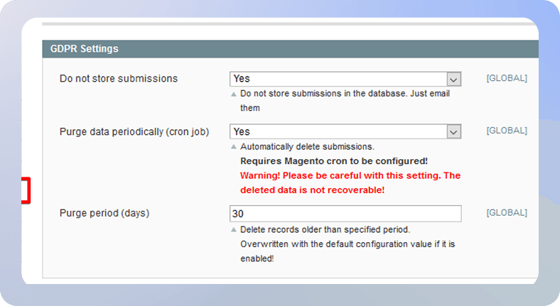 Consent and data-protection settings in the BrokerPromote dashboard